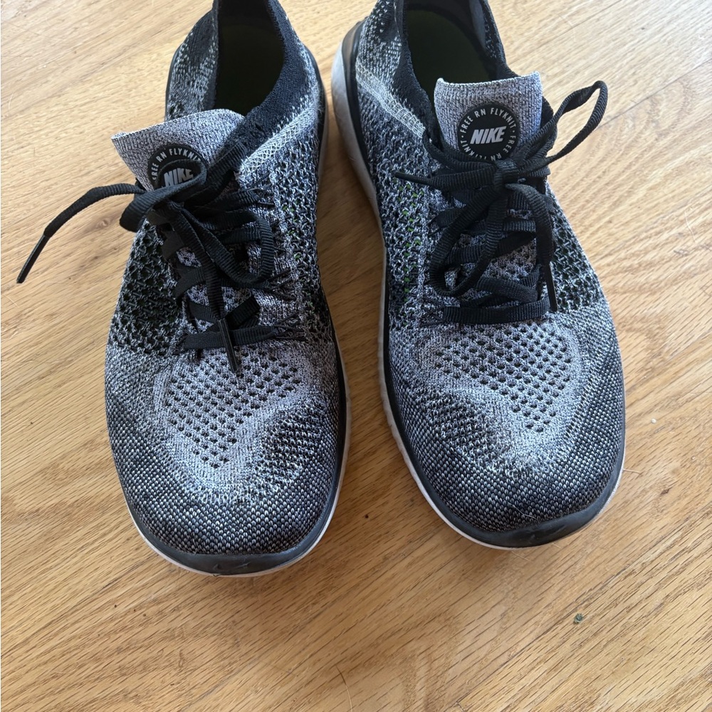 Nike Black and Gray Sneakers with Flyknit Technology